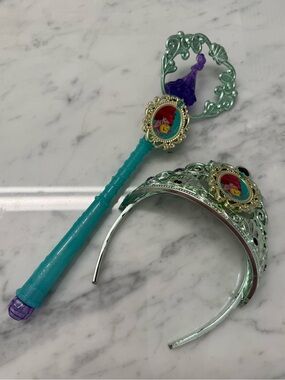 Disney Ariel Mermaid Crown and Wand. EUC.